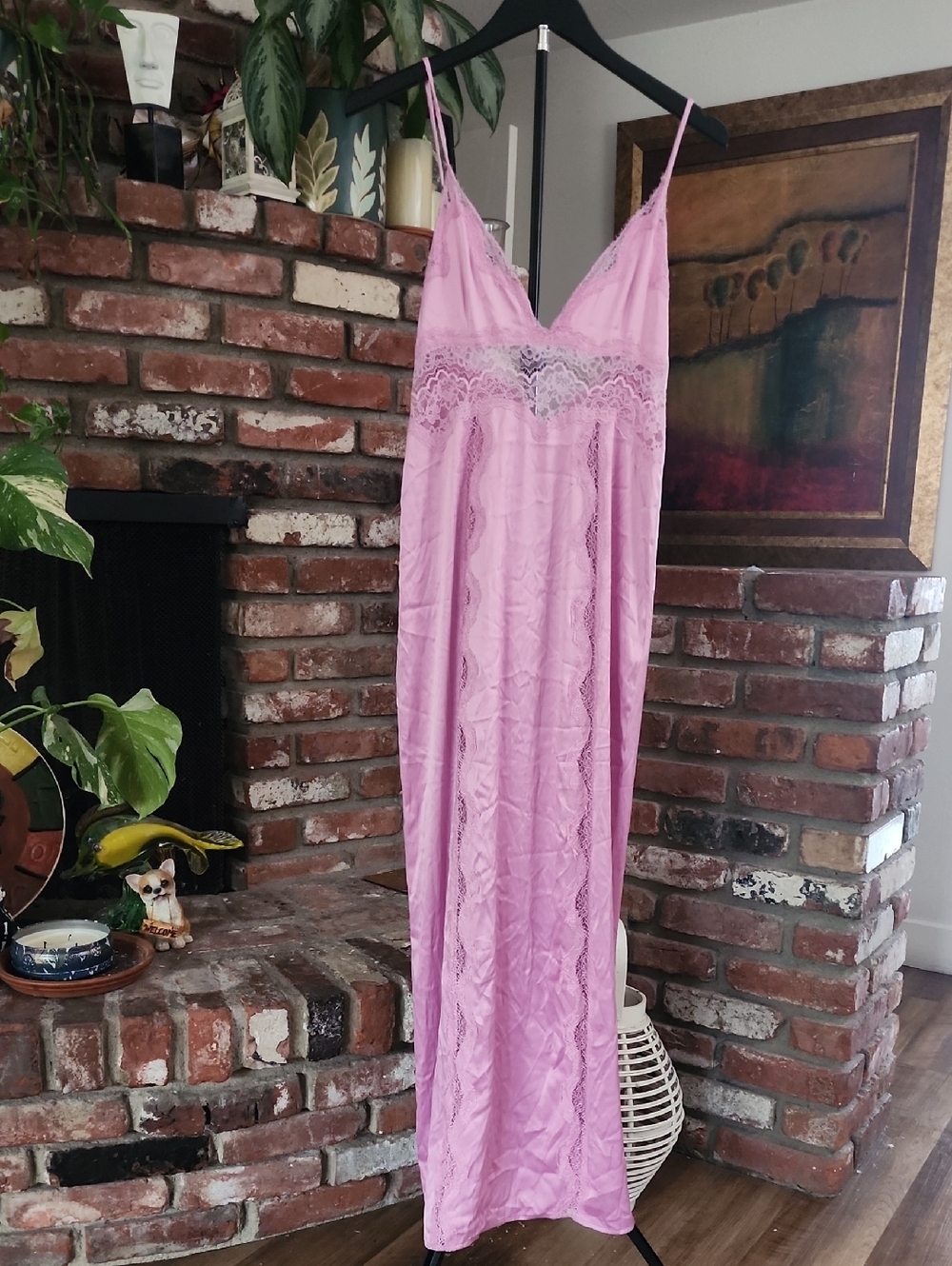 Victoria Secret Pink Lace Trim Satin Nightgown - Women Intimates
